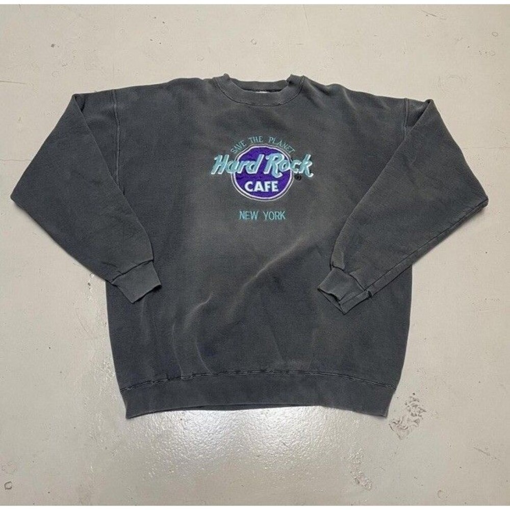 Hard Rock Cafe New York distressed Crewneck Sweatshirt Vintage XL Made In USA